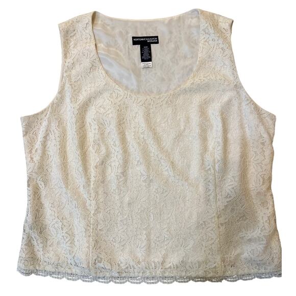 Norton McNaughton Woman Cream Lace Sleeveless Top Plus Size 18W Fancy Romantic - Picture 1 of 4